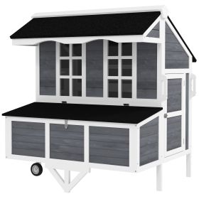 43" Chicken Coop with Wheels, Chicken Tractor with Nesting Box, Windows, Pull-out Tray, Perches, for 2-4 Hens, Gray